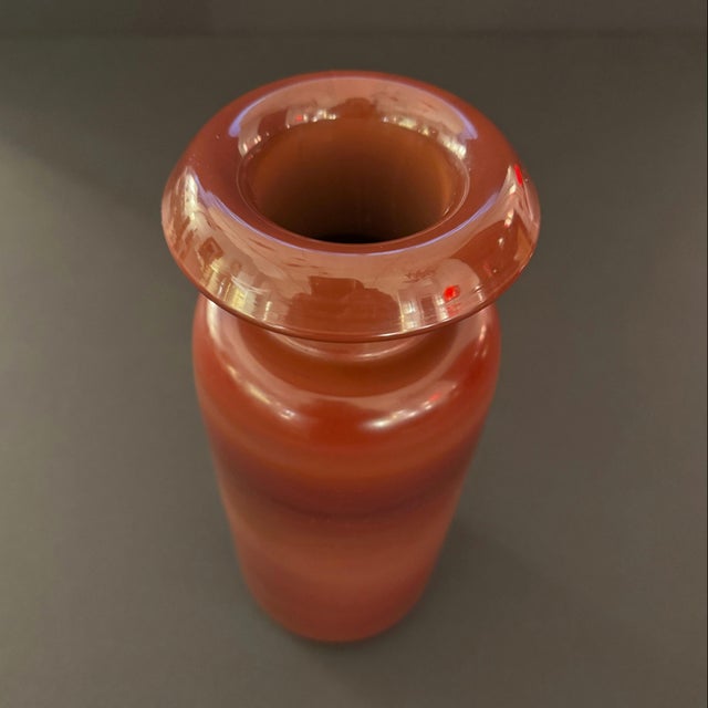 Opaque Pompeiian red glass vase, Italian 1960s For Sale - Image 12 of 18