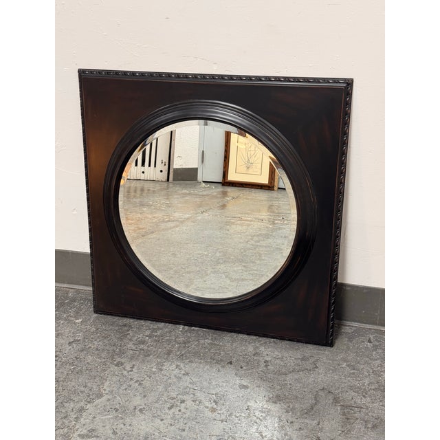 Ethan Allen Classical Roundel Square Wood Wall Mirror For Sale In San Francisco - Image 6 of 12