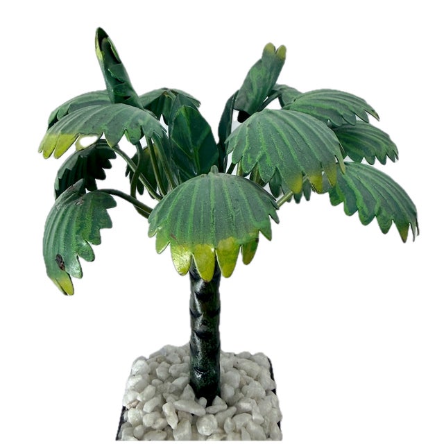 Vintage Pair Miniature Tole Palm Tree Sculptures For Sale - Image 9 of 10