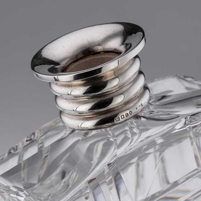 20th Century English Art Deco Solid Silver & Cut Glass Decanters, 1910s, Set of 3 For Sale - Image 17 of 18