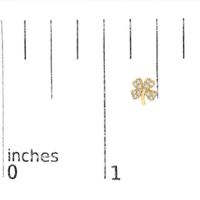 Early 21st Century 10K Yellow Gold Diamond Accent 4 Leaf Clover Stud Earrings, A Pair For Sale - Image 5 of 5