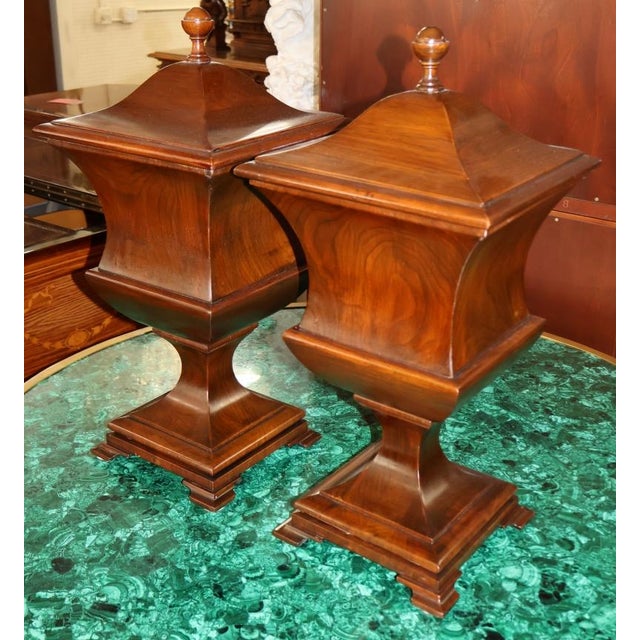 Pair of Late 19th Century English Mahogany Regency Style Urn Knife Boxes For Sale In New York - Image 6 of 12