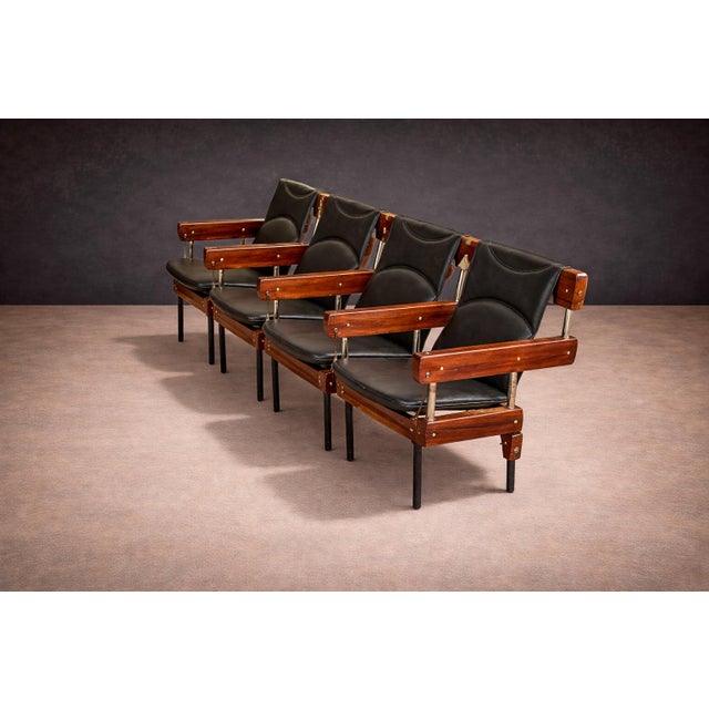1960s Pair of Double “Longarina” Auditorium Chairs, Sergio Rodrigues, 1965 For Sale - Image 5 of 13