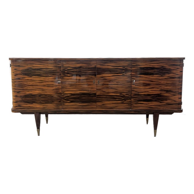 A Unique French Art Deco Macassar Ebony Sideboard 1940's For Sale