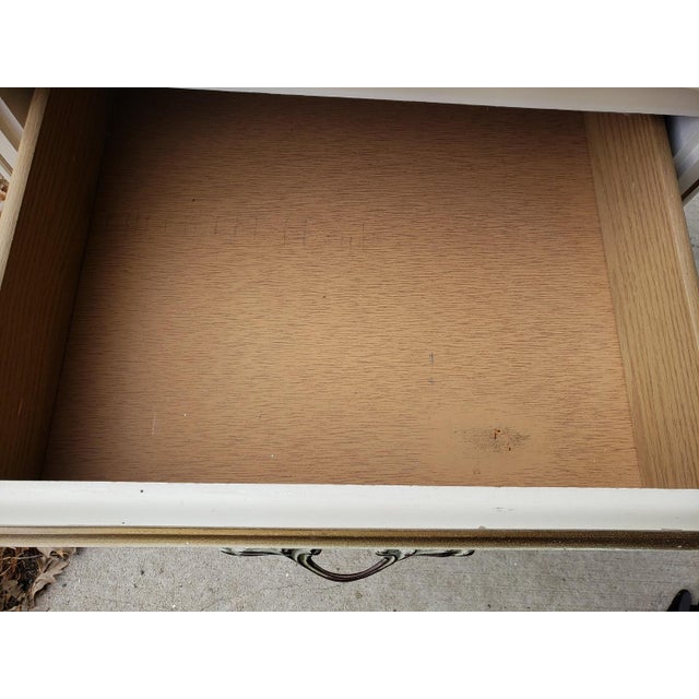 Vintage Ivory & Gold Wood Nightstand Mid Century French Provincial For Sale - Image 9 of 11
