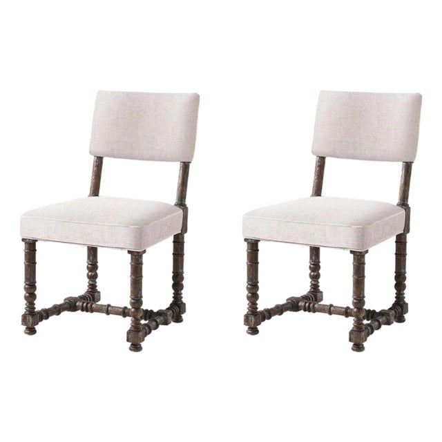 Dark Rustic Farmhouse Spool-Leg Side Chair (Sets of 2) For Sale