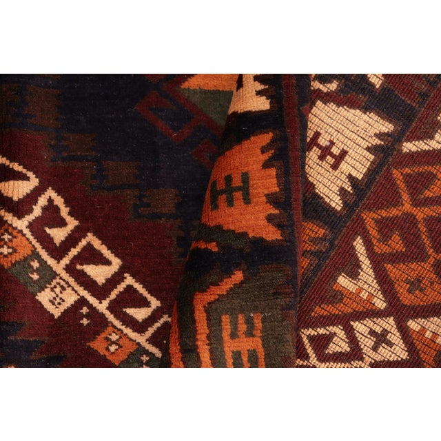 Blue Rustic Tibal 1980's Kargahi Blue/Rust Wool Rug - 6'11'' X 9'11'' For Sale - Image 8 of 10