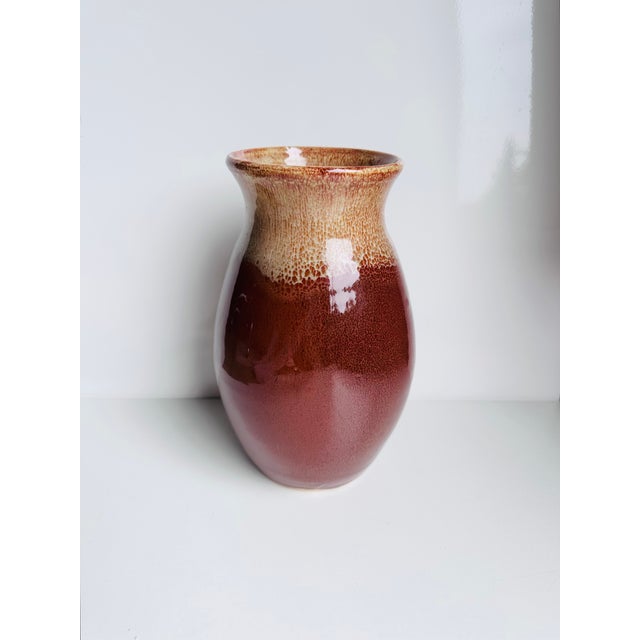 Hand-Thrown Studio Ceramic Vase with Beige Flow Glaze on Reddish-Brown Glossy Glaze, Germany, 1960s For Sale - Image 15 of 15
