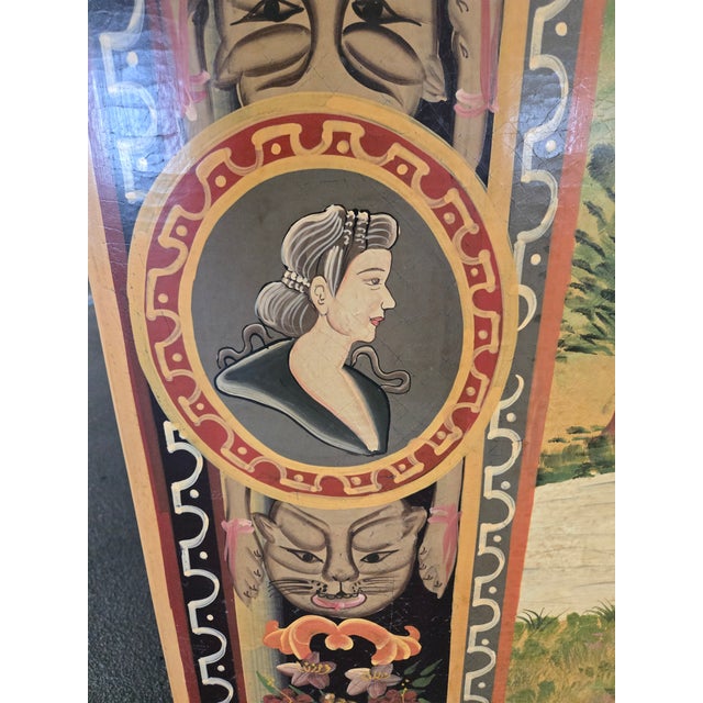 Late 20th Century Beautiful Italian Hand Painted Folding Screen of Peasants For Sale - Image 10 of 18