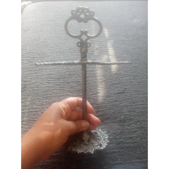 1960s Exquisite Art Noveau Silver Plated Ornate Cutlery Stand For Sale - Image 4 of 5