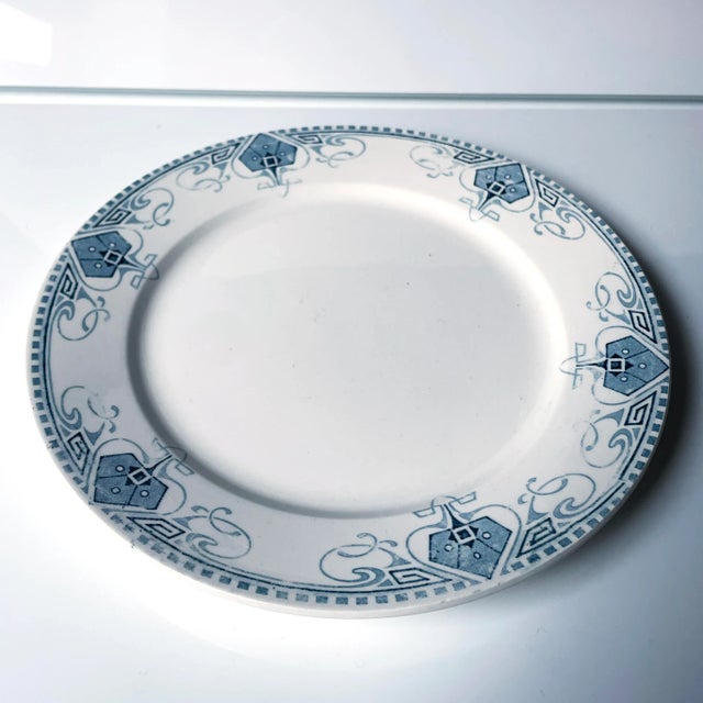 A beautiful French plate by Sarreguemines, in Germaine pattern, which features an elegant Art Nouveau design in shades of...