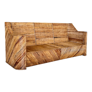 Mid-20th Century Restored Organic Modern Split Rattan Sculptural Sofa