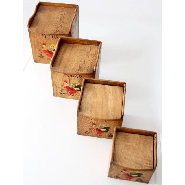 Brown Mid-Century Kitchen Rooster Canisters - Set of 4 For Sale - Image 8 of 10