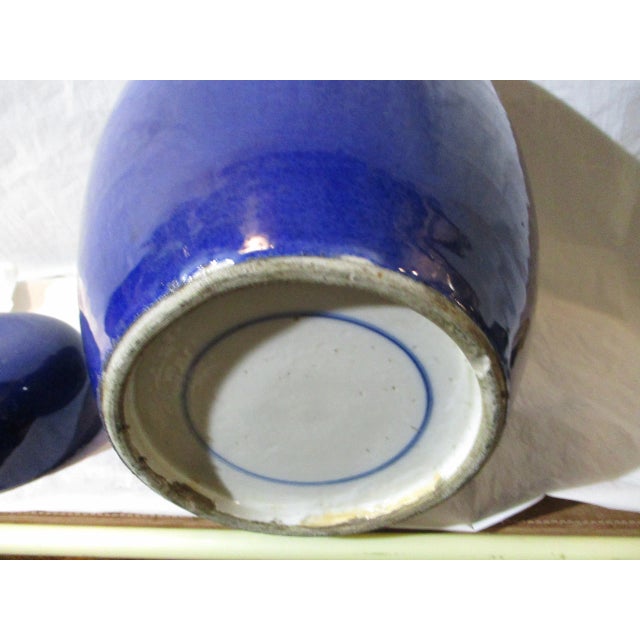 Antique Chinese Blue Glazed Porcelain Ginger Jar For Sale - Image 9 of 10