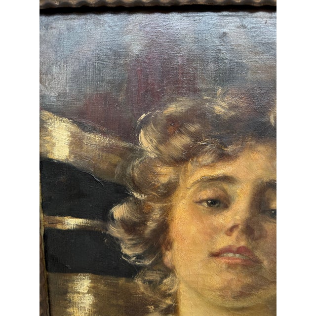 19th Century Portrait Painting of Emily Gilbert- Attributed to Philip Boileau For Sale - Image 4 of 12