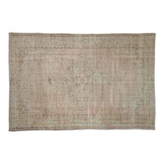 Vintage Distressed Oushak Carpet - 6'4" X 9'3" For Sale