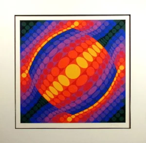 1972 "Planeta" Op Art Hand Signed Matted Serigraph by Vintage Victor Vasarely 8/175