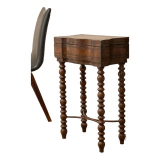 Vintage Spanish Revival Sewing Side Table With Barley Twist Legs For Sale