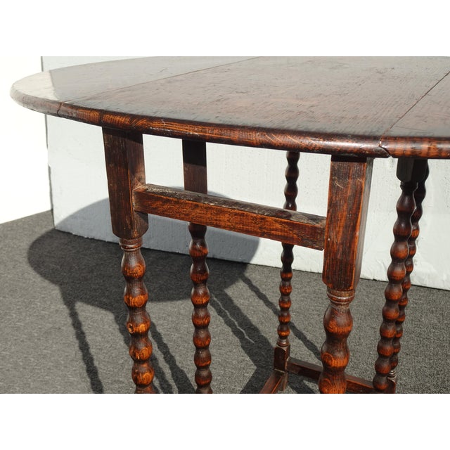 Brown Antique Barley Twist Drop Leaf Side Table ~ French Country For Sale - Image 8 of 17