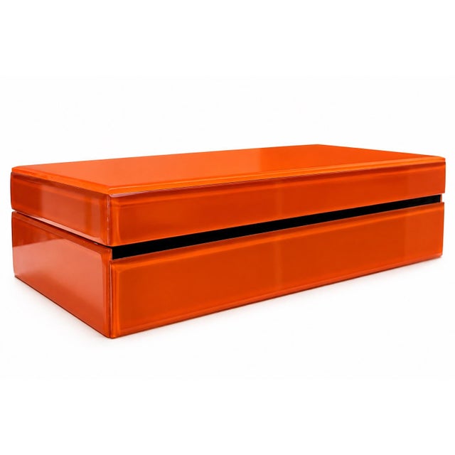 2020s Equestrian Horse Bits Hermes Style Orange Glossy Glass Decorative Box For Sale - Image 5 of 7