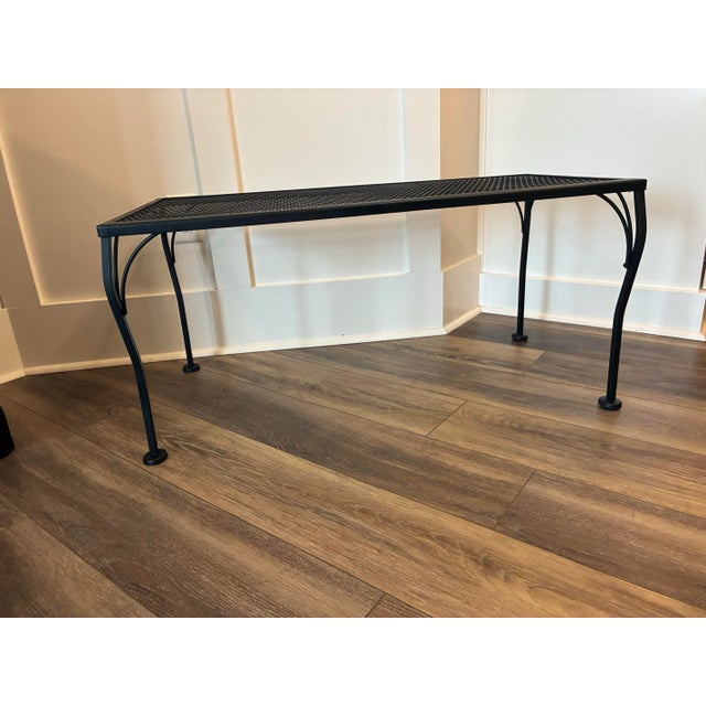Black 1960s Mid-Century Wrought Iron Mesh Rectangle Outdoor Coffee Table For Sale - Image 8 of 11
