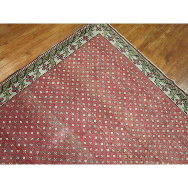 Mid-Century Modern Vintage Zabihi Collection Crimson Turkish Anatolian Rug - 7' x 9'7" For Sale - Image 3 of 7