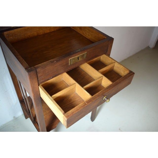 Brown Antique Art Nouveau Side Table in Oak, 1910 For Sale - Image 8 of 12