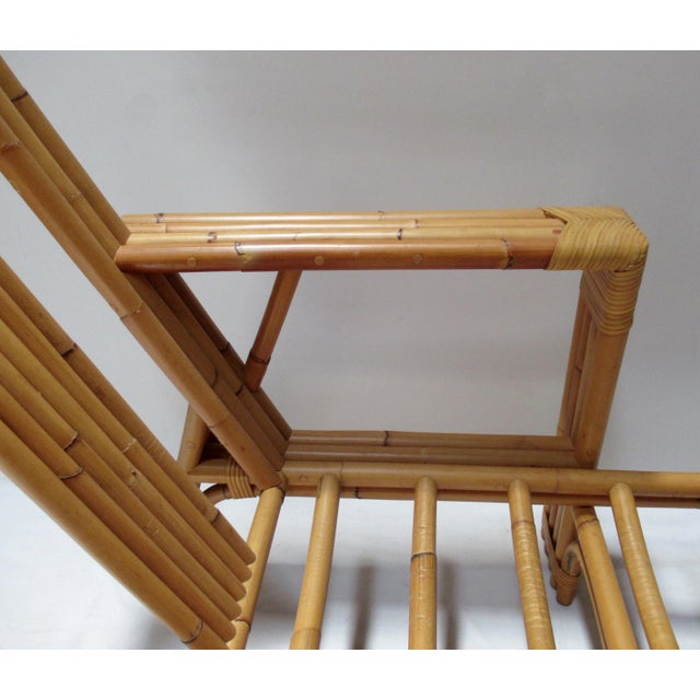 C.1990''s David Sutherland "Makassar" Collection Leather-Strapped Bamboo Rattan Chaise For Sale - Image 9 of 13