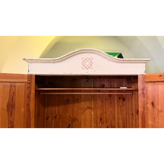 Vintage Farmhouse Wardrobe in Hand-Painted Pine, 1920 For Sale - Image 9 of 12