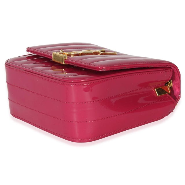 Animal Skin Pink Patent Matelasse Monogram Small Vicky Chain Bag For Sale - Image 7 of 9