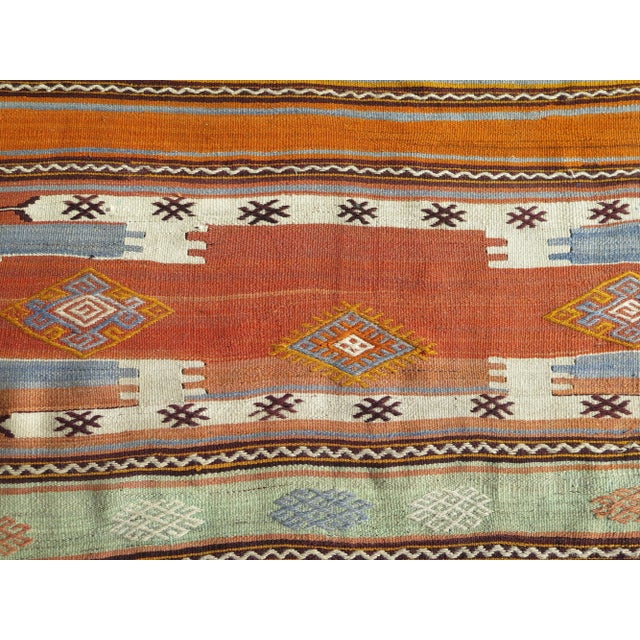 Salmon 60s Turkish Handmade Kilim Rug Area Rug For Sale - Image 8 of 11