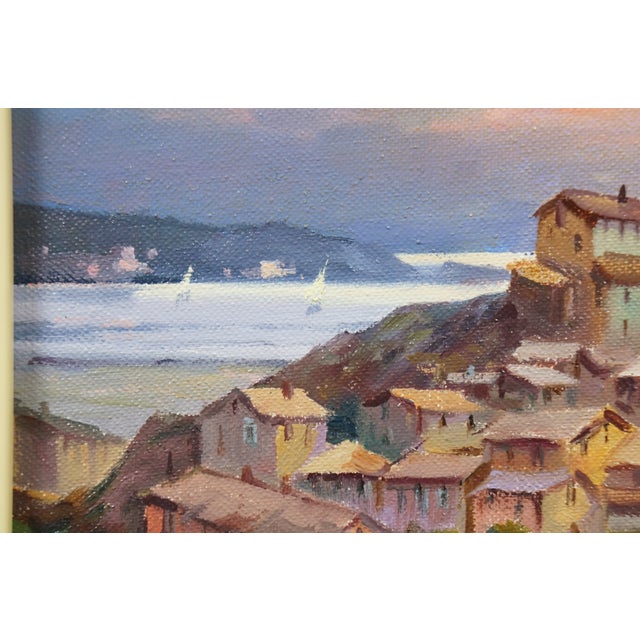 Pink Late 20th Century Salvador Caballero Mar De Tarde Cadaques Spain Seascape Oil Painting 22" For Sale - Image 8 of 11
