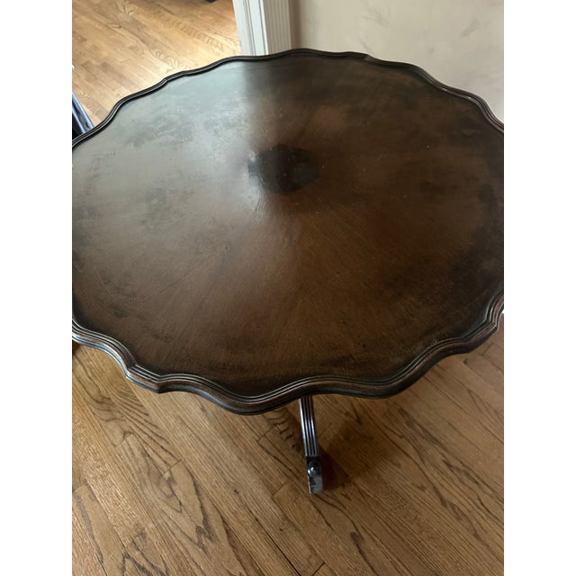 Wood 1950s Mahogany Tripod Tilt-Top Occasional Table (Pie Table) For Sale - Image 7 of 12