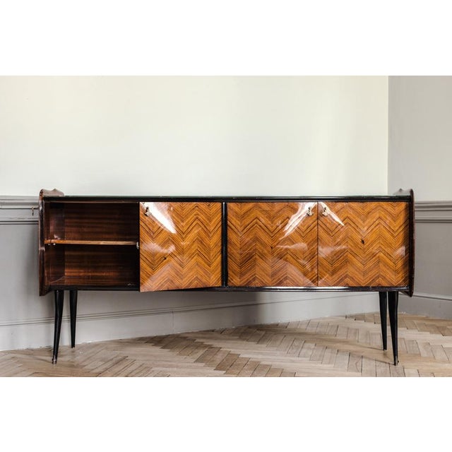 Vintage Italian Chest of Drawers in Chevron Wood Veneer For Sale - Image 9 of 14