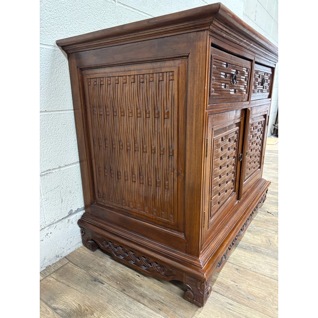 Wood Vintage Indonesian Storage Cabinet For Sale - Image 7 of 12