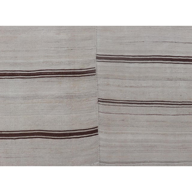 Mid 20th Century Vintage Turkish Striped Kilim Gallery in Brown & Cream 4'2 X 12'8 For Sale - Image 5 of 12