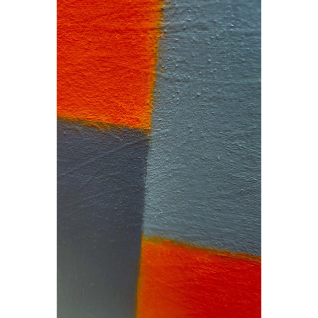 This painting by Van Bankston has sophisticated, pleasing, proportional shapes of in-depth colors: intense scarlet red,...