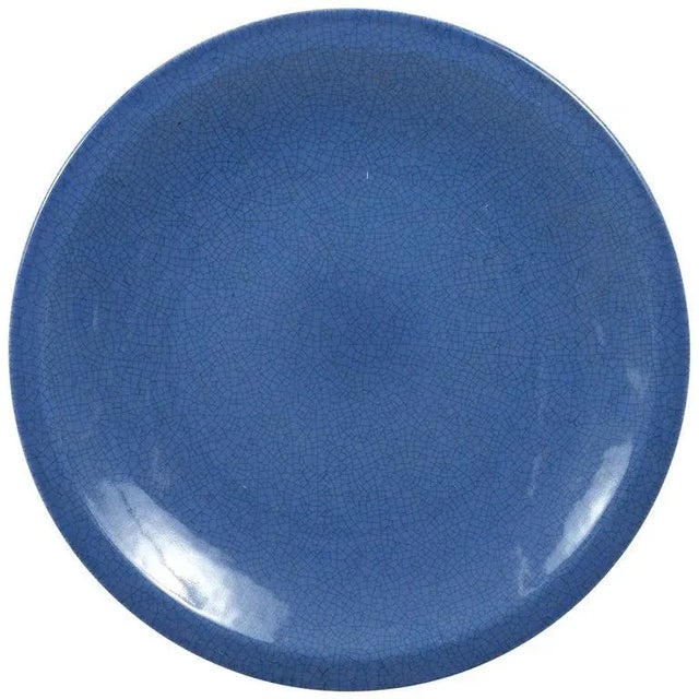 Vintage Chinese Blue Ceramic Charger Plate from the 1980s For Sale - Image 10 of 10