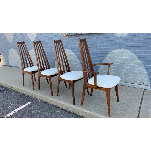 Mid-Century Modern Mid 20th Century Danish Style High Back Walnut Dining Chairs= Set of 4 For Sale - Image 3 of 8