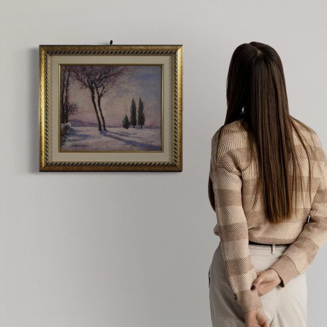 Italian Artist, Snowy Landscape, 1932, Oil on Board, Framed For Sale - Image 10 of 16