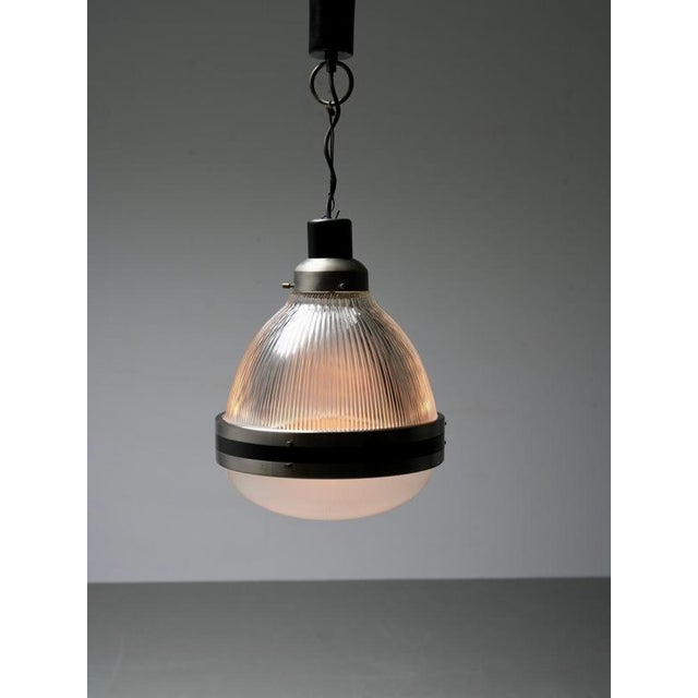Sergio Mazza Pendant in Black Painted Metal and Glass by Sergio Mazza, Italy, 1960s For Sale - Image 4 of 10