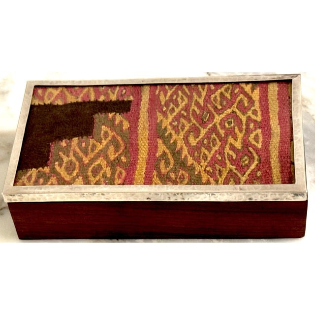 Pre-Columbian Andean Textile Fragment in Sterling Silver & Hardwood Presentation For Sale In West Palm - Image 6 of 11