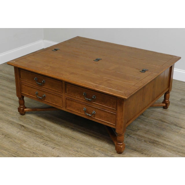 French Country Style Large Storage Coffee Table with Drawers Chairish