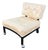 Vintage Mid-Century Modern Slipper Lounge Chair, Ebonized Frame, Chrome Ball Casters, Tufted Brocade, Probber Style For Sale