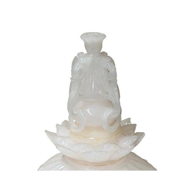 Asian Dragon Relief Carving White Stone Incense Holder Lidded Urn Ceremonial Vessel For Sale - Image 16 of 18