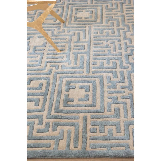 Contemporary Theseus Hand-Tufted Maze Rug, Sky Blue, 8x10 For Sale - Image 3 of 3