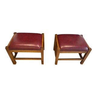 Stickley Spindle Mission Oak Footstools- Set of 2 For Sale