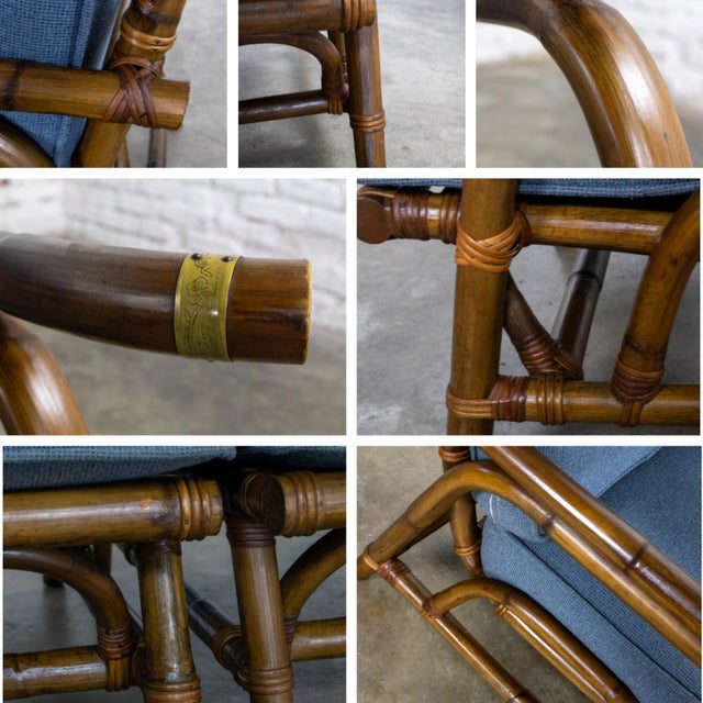Mid-20th Century Tropical or Coastal Style Rattan 3 Piece Sofa and Lounge Chair by Calif Asia, a Set For Sale - Image 10 of 18