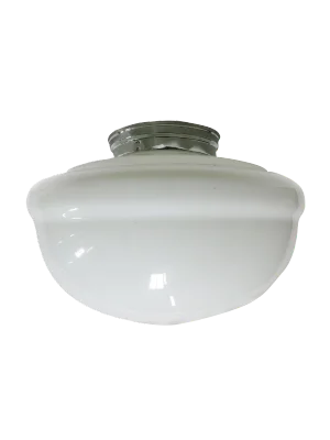 Large Schoolhouse Banded Oval Shape Ceiling Glass Globe Pendant
