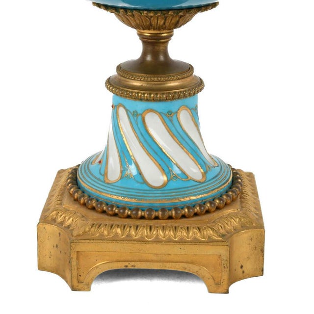 Ceramic 19th Century Sèvres-Style Hand-Painted Gilt Bronze and Porcelain Urn For Sale - Image 7 of 8
